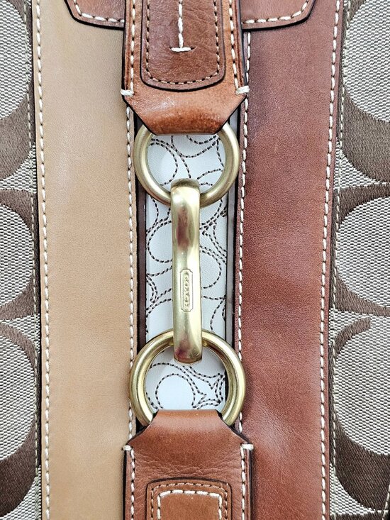 Coach Vintage Signature Jacquard Shoulder Bag | Style D0768 | Leather Trim | Hor - Picture 9 of 16